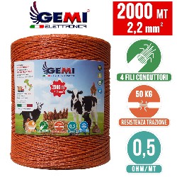 Плетеная бечевка шнур Проводники 2000 м 2,2 mm² для тварин, таких як корови, вівці, коні Gemi Elettronica - Gemi Elettronca