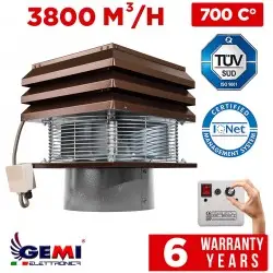 ASPIRATORE PROFESSIONALE TONDO Gemi Elettronica Tirafumo Tiracamino Aspirafumo Elettrico Comignolo Per Camini Barbecue - Gemi El