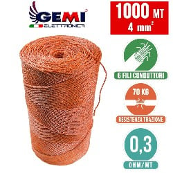 ELECTRIC FENCE PolyWire 1000 mt 4 mm² for electric fences electric fencing for animals dogs cows hens Horses Cattle Sheep Goats 