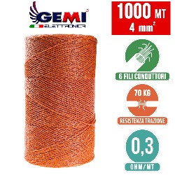 ELECTRIC FENCE PolyWire 1000 mt 4 mm² for electric fences electric fencing for animals dogs cows hens Horses Cattle Sheep Goats 