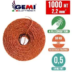 ELECTRIC FENCE PolyWire 1000 mt 2,2 mm² for electric fences electric fencing for animals dogs cows hens Horses Cattle Sheep Goat