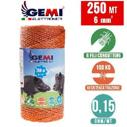 ELECTRIC FENCE PolyWire 250 mt 6 mm² for electric fences