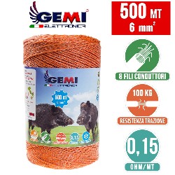 Плетеная бечевка шнур Проводники 500 м 6 mm² для тварин, таких як корови, вівці, коні, кабани Gemi Elettronica - Gemi Elettronca