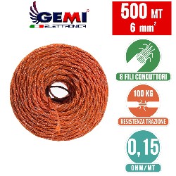ELECTRIC FENCE PolyWire 500 mt 6 mm² for electric fences electric fencing for animals wild boar dogs cows horses pigs hens Gemi 