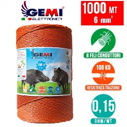 Плетеная бечевка шнур Проводники 1000 м 6 mm² для тварин, таких як корови, вівці, коні, кабани Gemi Elettronica - Gemi Elettronc
