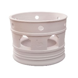 Comignolo artistico bianco con aspirafumo in argilla refrattaria Made in Italy artigianale in terracotta in muratura Gemi - Gemi