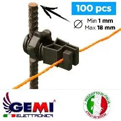 Electric Fencing insulators for metal posts for electric fences for animals wild boar dogs cows horses pigs hens Gemi Elettronic