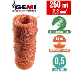 ELECTRIC FENCE PolyWire 250 mt 2,2 mm² for electric fences