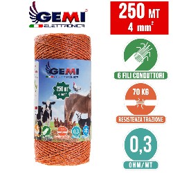 حبل سياج كهربائي موصل مزرعة لحماية الحيوانات الحيوانية mt 250 4 mm للحيوانات مثل الأبقار والخيول والخنازير البرية Gemi - Gemi El