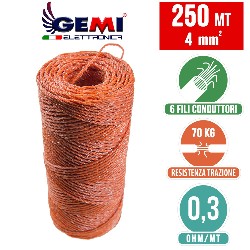 ELECTRIC FENCE PolyWire 250 mt 4 mm² for electric fences
