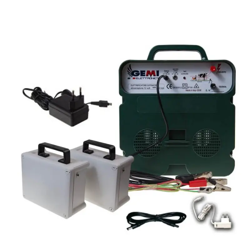 Electrificador para Cercas eléctrica Para Pastor eléctrico B/12 + 2 baterías recargables fuente de alimentación dual 12V / 220V