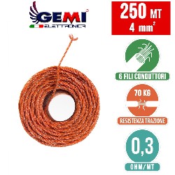 Плетеная бечевка шнур Проводники 250 м 4 mm² для тварин, таких як корови, вівці, коні, кабани Gemi Elettronica - Gemi Elettronca