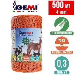 მავთულის ელექტრო ღობე ცხოველებისთვის 500 mt 4 mm² კმ ცხოველებისთვის ცხენები ძაღლები ღორები Gemi Elettronica