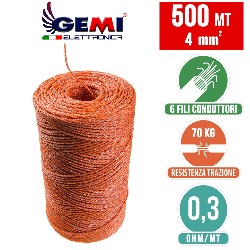ELECTRIC FENCE PolyWire 500 mt 4 mm² for electric fences electric fencing for animals dogs cows hens Horses Cattle Sheep Goats P