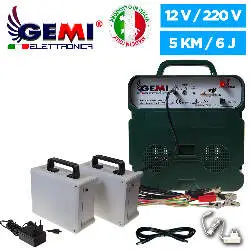 Elettrificatore B/12 extra forte kit completo 2 batterie ricaricabili doppia alimentazione a 12V / 220V per recinto elettrico re