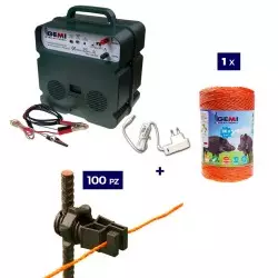 Recinto Elettrico Kit Completo Per Cinghiali: Elettrificatore 12/220 V, Filo Da 500 Mt 6 Mm² E 100 Isolatori Per Pali In Ferro -